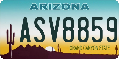AZ license plate ASV8859