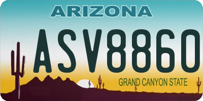 AZ license plate ASV8860