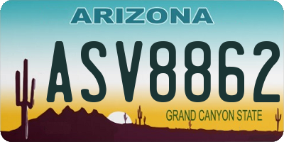 AZ license plate ASV8862