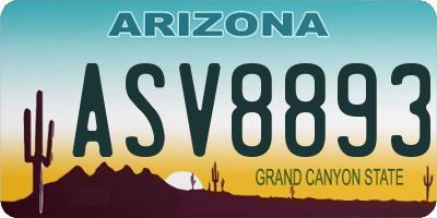 AZ license plate ASV8893
