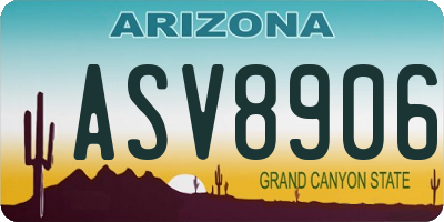 AZ license plate ASV8906