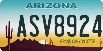 AZ license plate ASV8924
