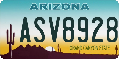 AZ license plate ASV8928