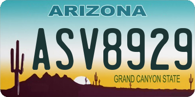 AZ license plate ASV8929