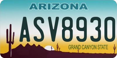 AZ license plate ASV8930