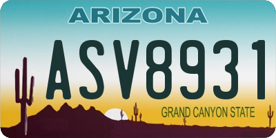 AZ license plate ASV8931