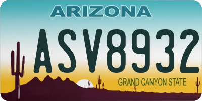 AZ license plate ASV8932
