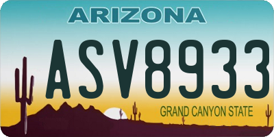 AZ license plate ASV8933