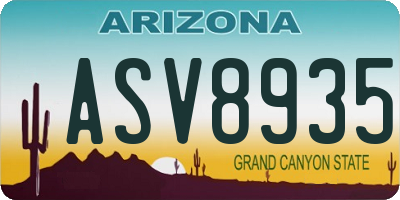 AZ license plate ASV8935
