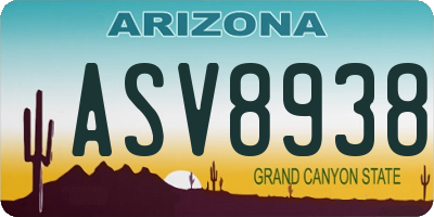 AZ license plate ASV8938