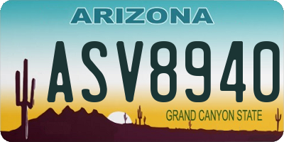 AZ license plate ASV8940