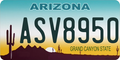 AZ license plate ASV8950