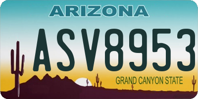 AZ license plate ASV8953