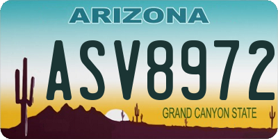 AZ license plate ASV8972