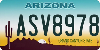 AZ license plate ASV8978
