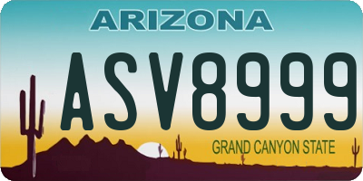 AZ license plate ASV8999
