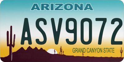 AZ license plate ASV9072