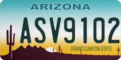 AZ license plate ASV9102