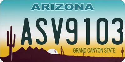 AZ license plate ASV9103