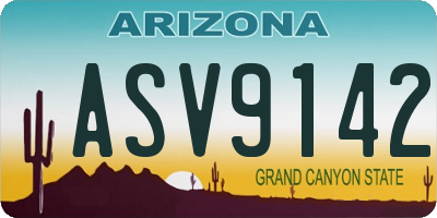 AZ license plate ASV9142
