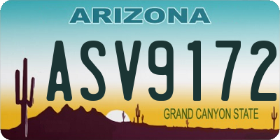 AZ license plate ASV9172