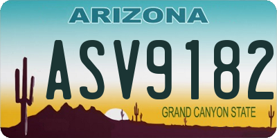 AZ license plate ASV9182