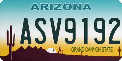 AZ license plate ASV9192
