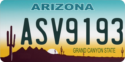 AZ license plate ASV9193