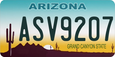 AZ license plate ASV9207