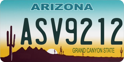 AZ license plate ASV9212