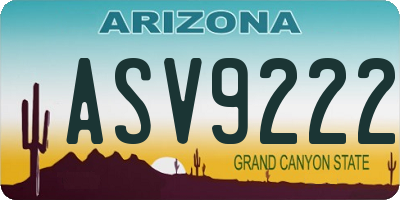 AZ license plate ASV9222