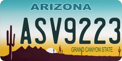 AZ license plate ASV9223