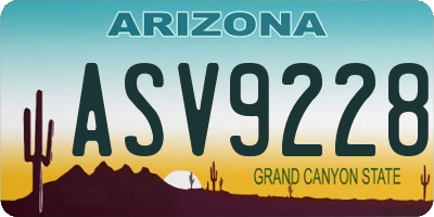 AZ license plate ASV9228