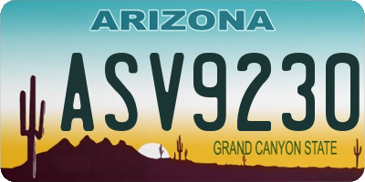 AZ license plate ASV9230