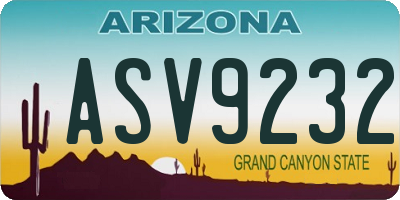 AZ license plate ASV9232