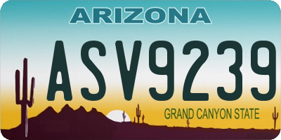 AZ license plate ASV9239