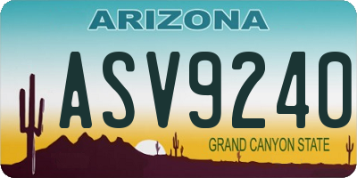 AZ license plate ASV9240