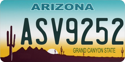 AZ license plate ASV9252