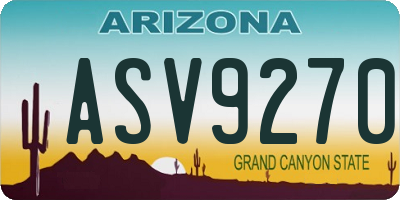 AZ license plate ASV9270