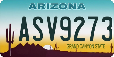 AZ license plate ASV9273