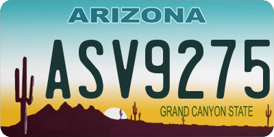 AZ license plate ASV9275