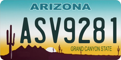 AZ license plate ASV9281