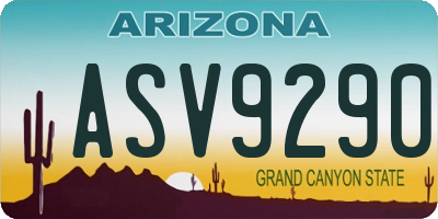 AZ license plate ASV9290