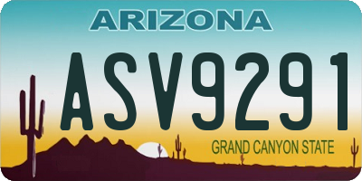 AZ license plate ASV9291
