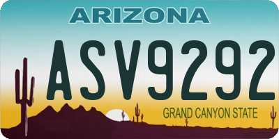 AZ license plate ASV9292