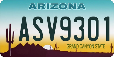 AZ license plate ASV9301