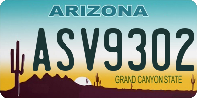 AZ license plate ASV9302