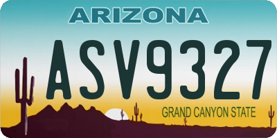 AZ license plate ASV9327