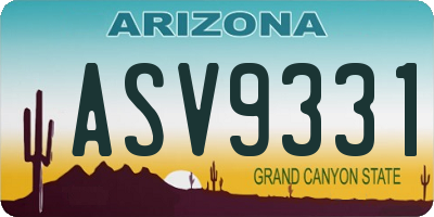 AZ license plate ASV9331