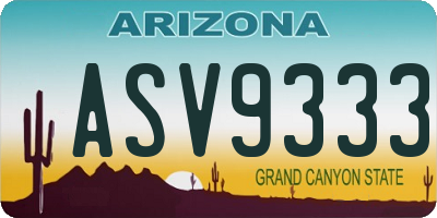 AZ license plate ASV9333